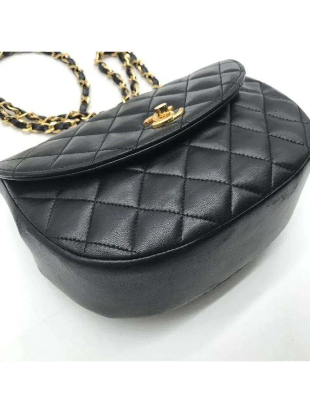 Chanel Chain Shoulder Bag Quilted CC Logo Flap Vintage Black